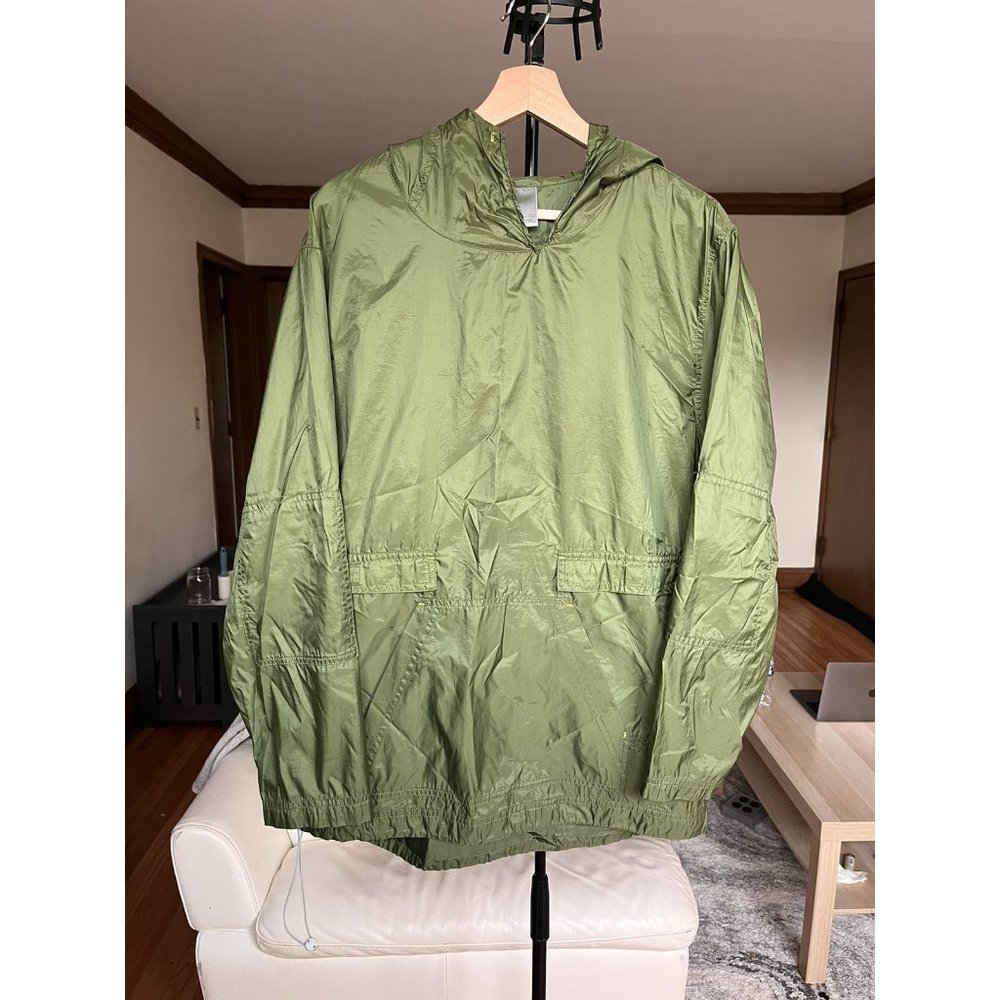 VINTAGE NIKE PULLOVER RAINCOAT WINDBREAKER OLIVE GREEN JACKET SIZE LARGE 1990S